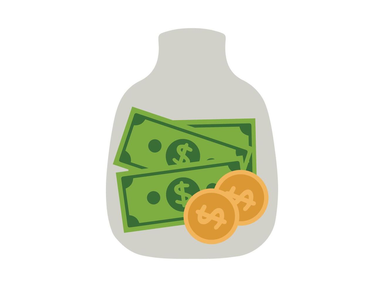 Jar with Dollar Bills Inside vector