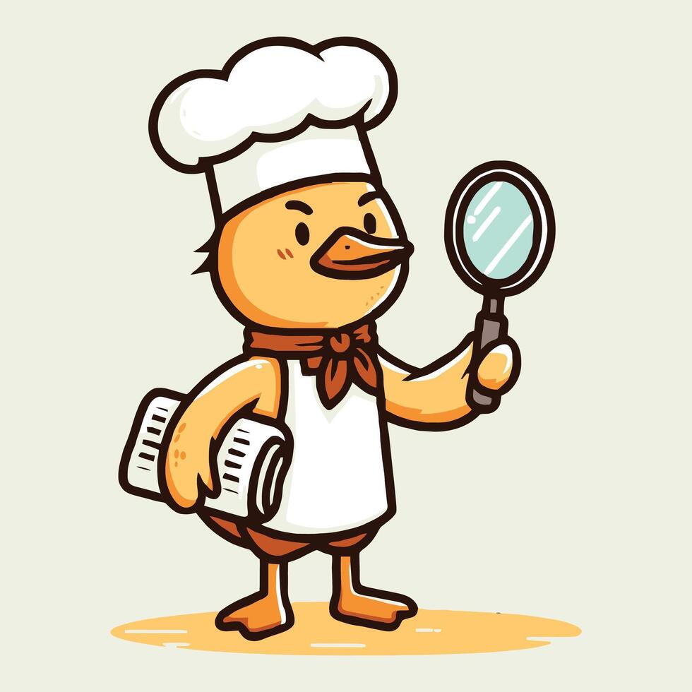 Cute Duck Chef Mascot Illustration with Chef Hat and Cooking Utensils for Restaurant, Culinary, Food Business, and Gourmet Branding vector