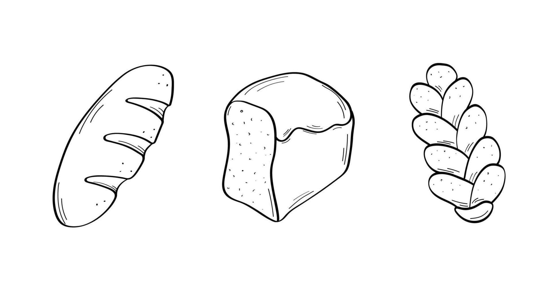 Bread and bakery product. A set of baking doodle icon vector