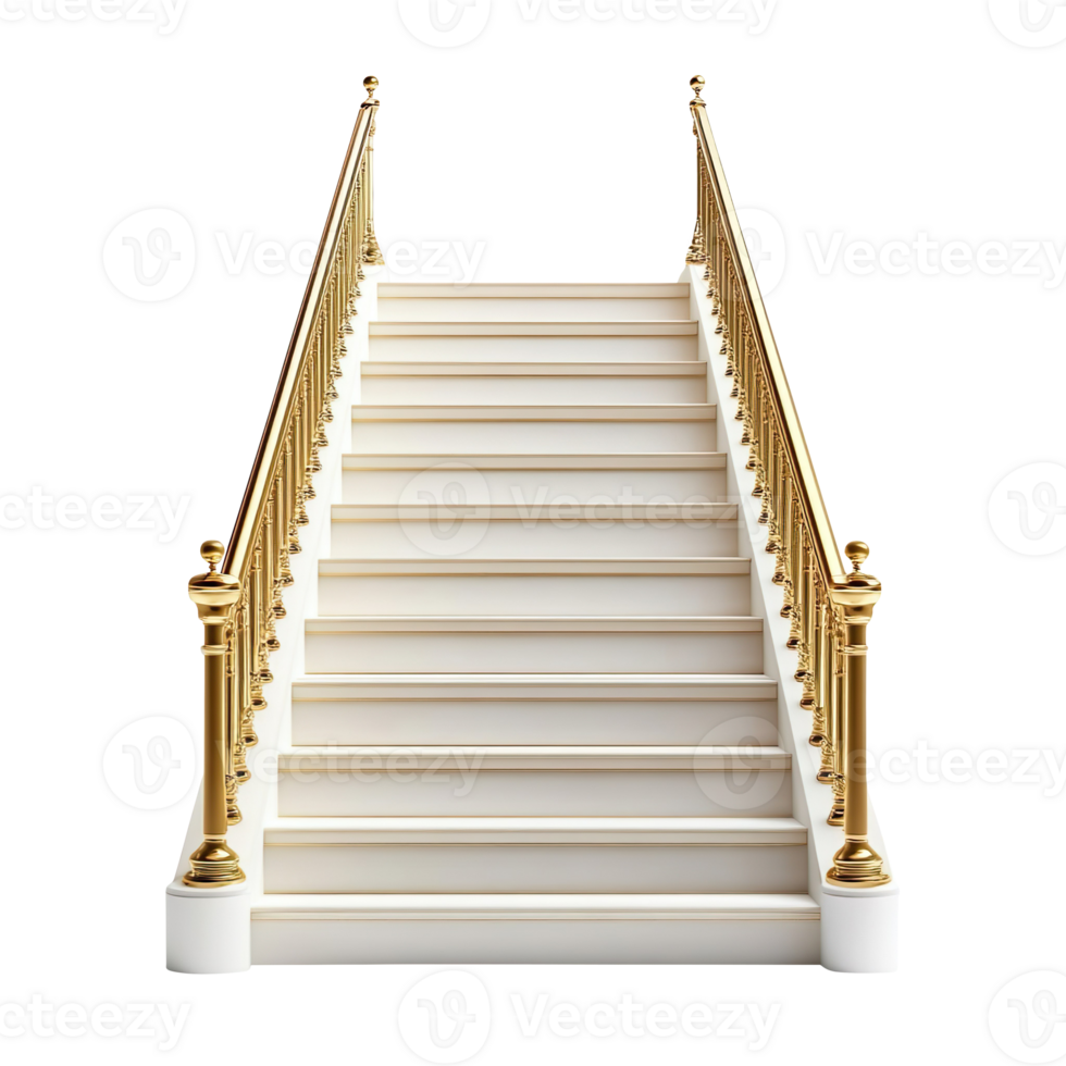 Shimmering Golden Stairs isolated on transparent background png