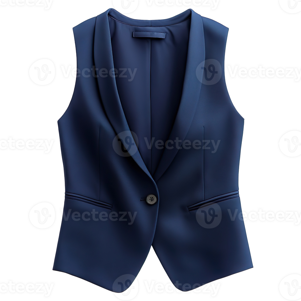 Sleeveless Jacket in Deep Blue Hue isolated on transparent background png
