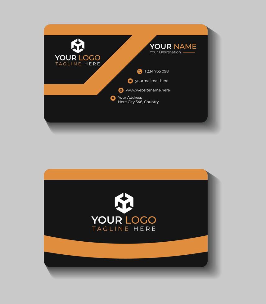 Yellow and red business card template design vector