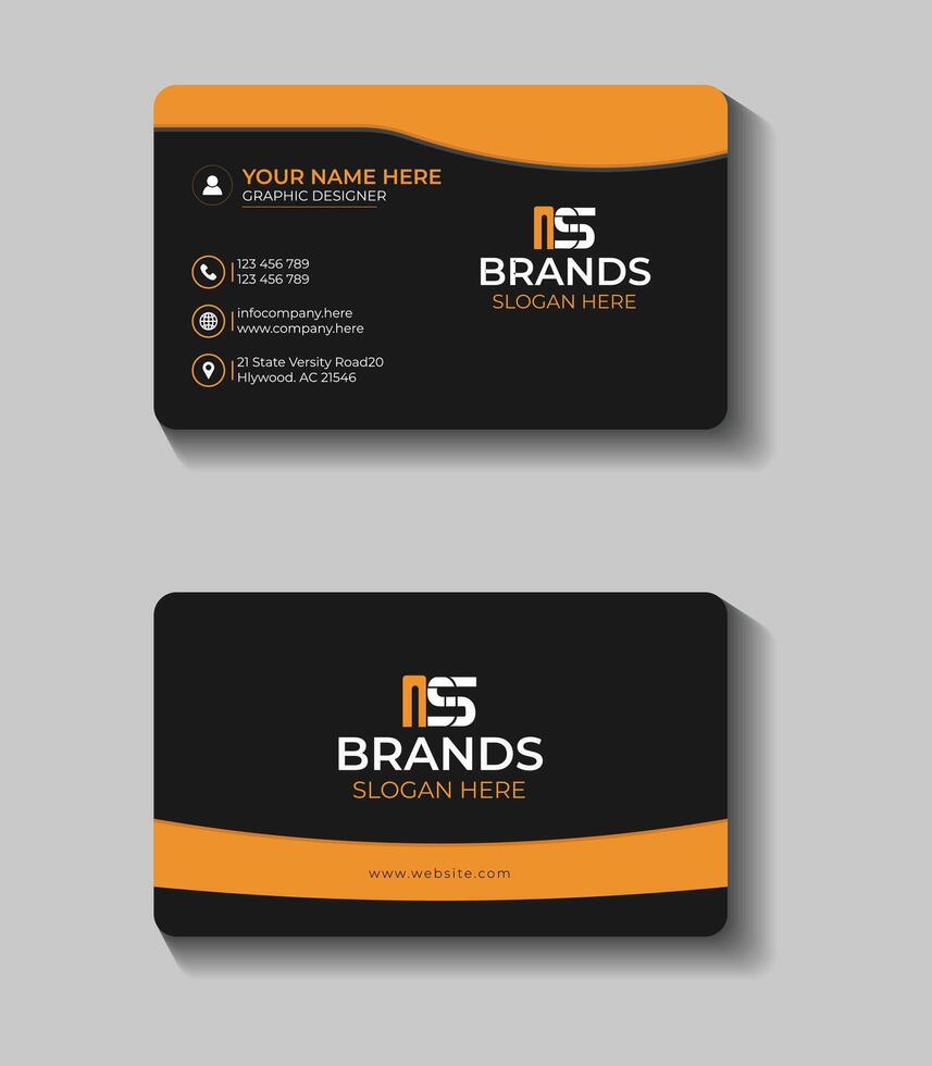 Minimal yellow business card template design vector