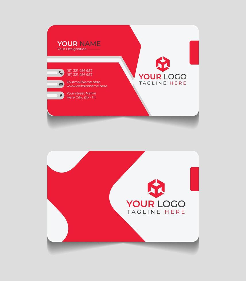 red business card template design vector