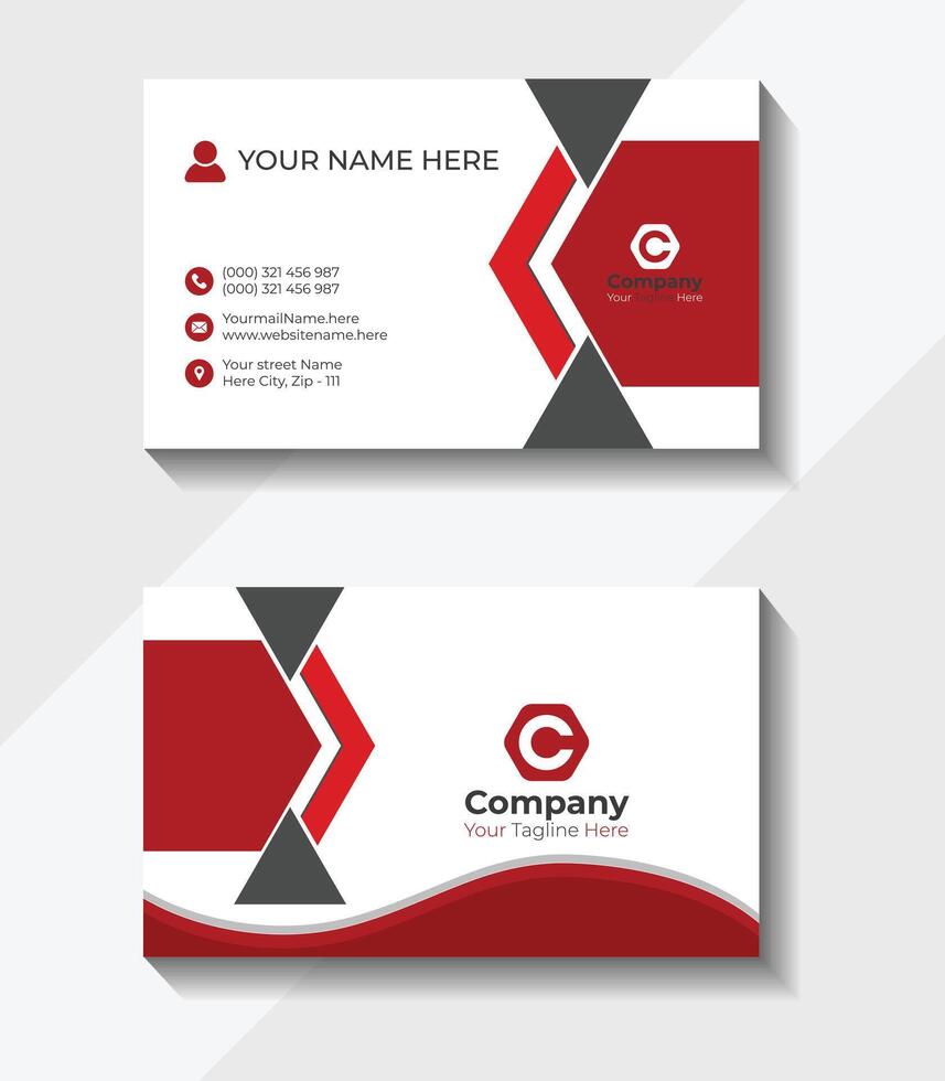 red Creative business card design vector