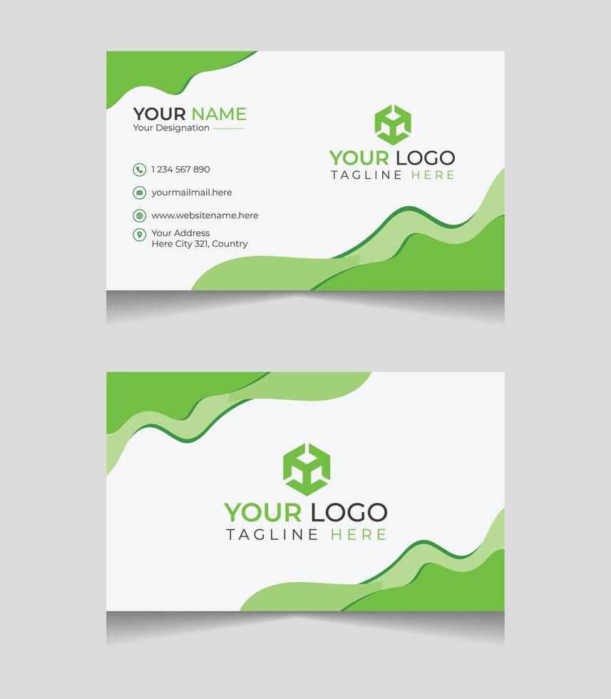 green and white business card or visiting card design vector