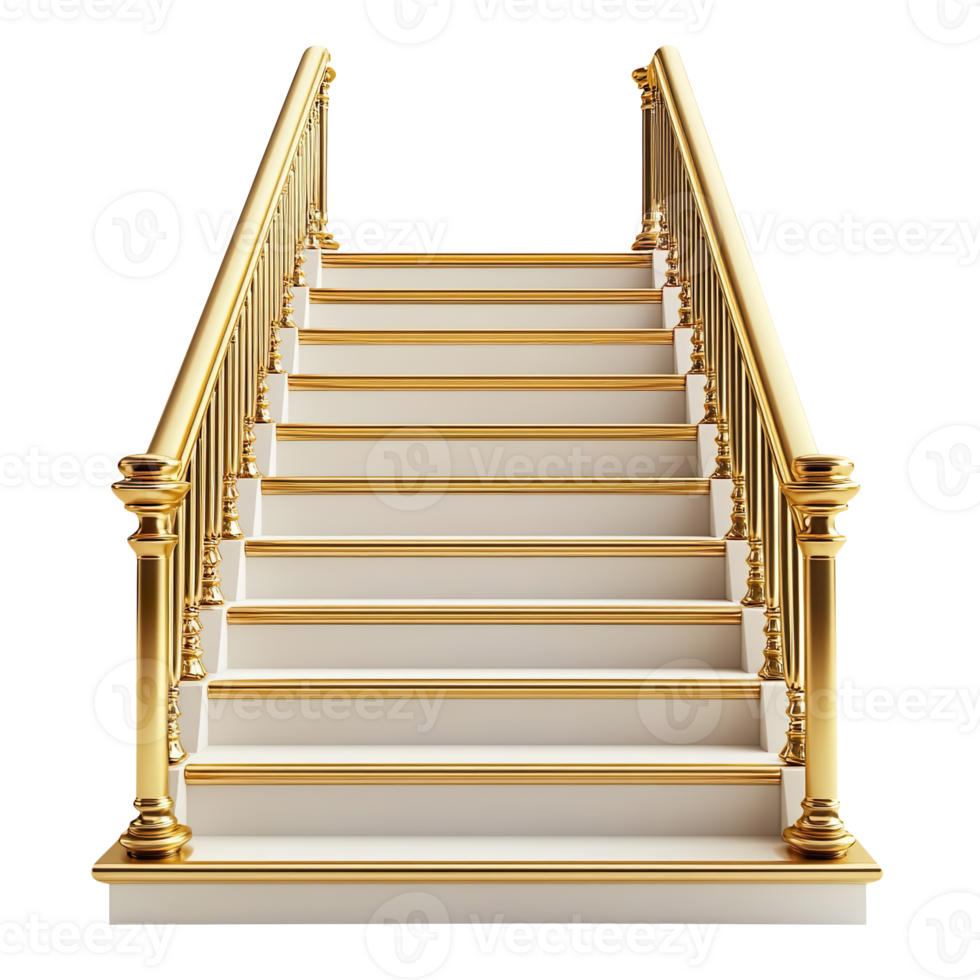 Shimmering Golden Stairs isolated on a transparent background png