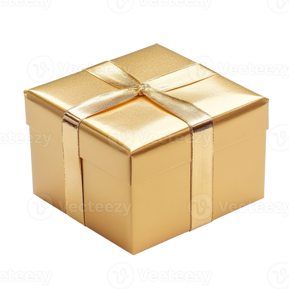 Shiny Gold Shipping Box isolated on transparent background png