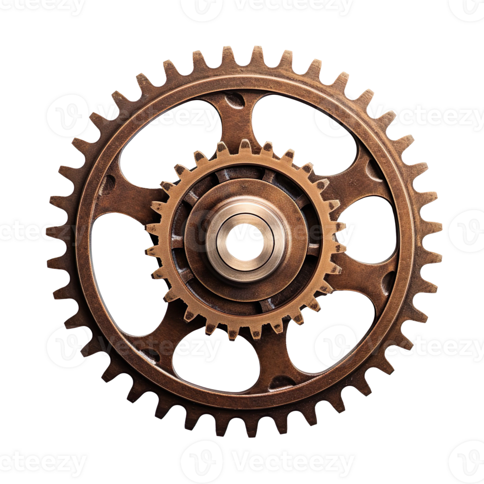 rusty metal gear isolated on transparent background png