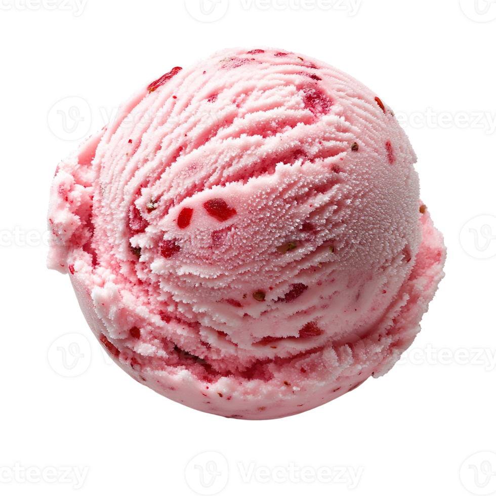 Scoop of strawberry ice cream isolated on transparent background png