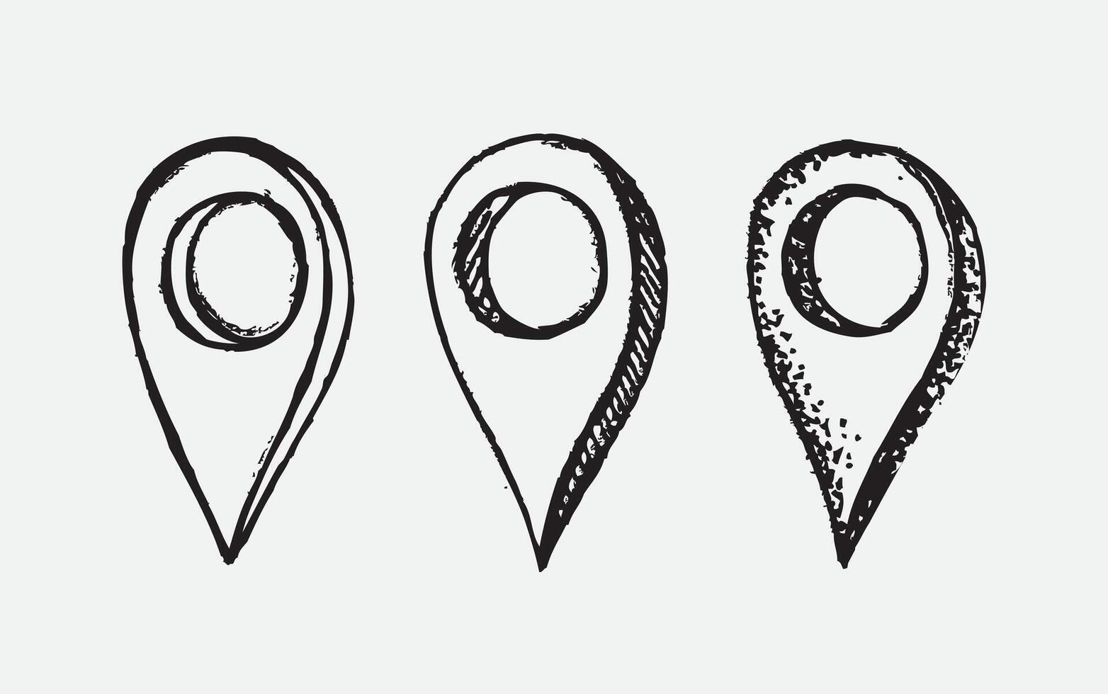 Map pointer, hand drawn illustration vector