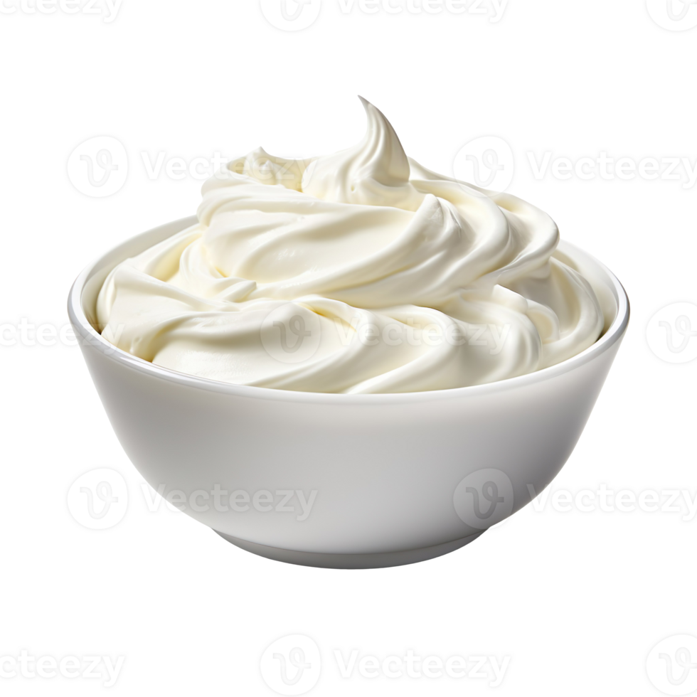 Sour Cream in White Bowl isolated on transparent background png
