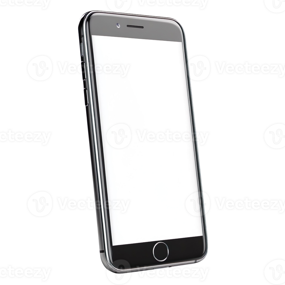 Smart phone with blank screen isolated on transparent background png