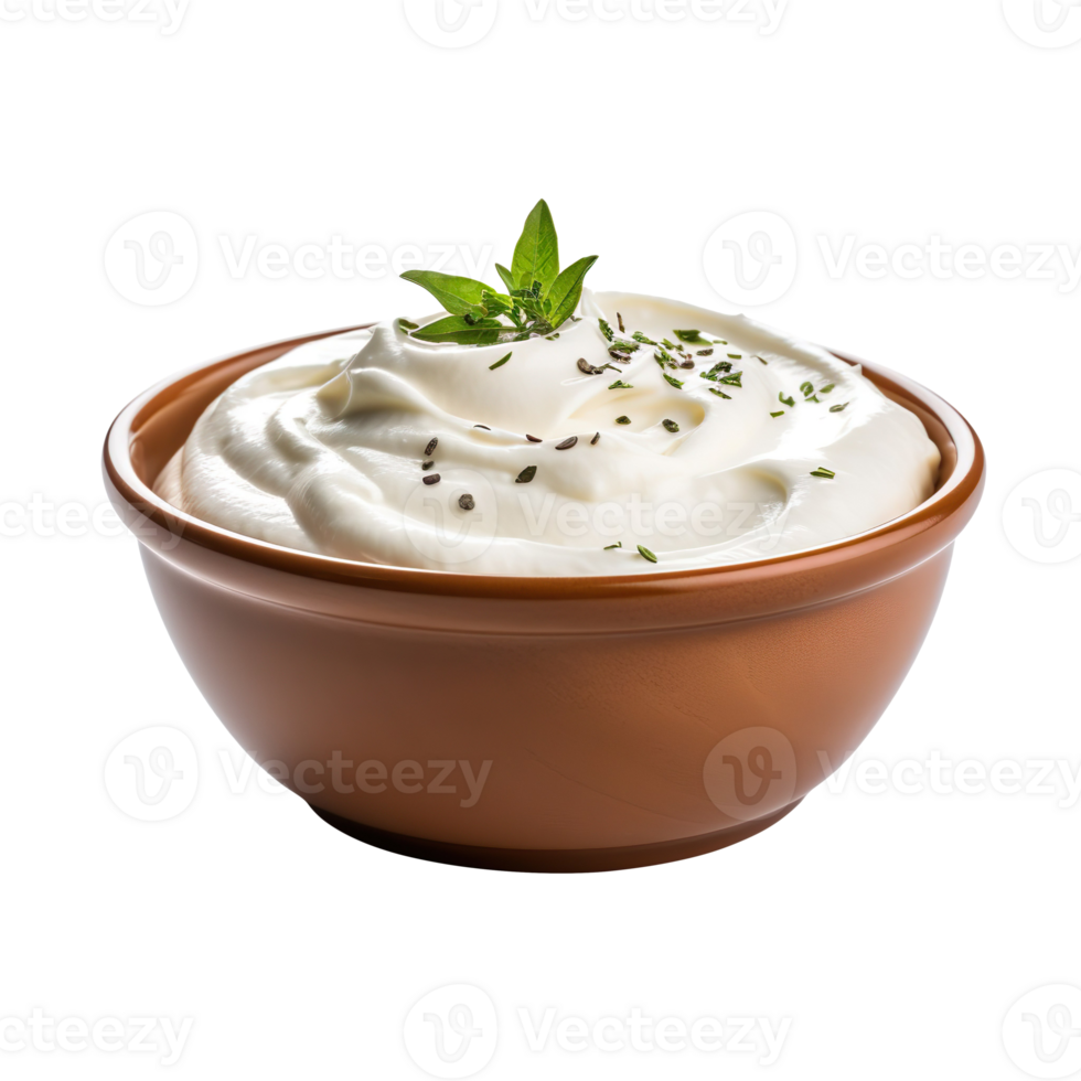 Smooth and Savory Bowl with White Mayonnaise Dip isolated on transparent background png