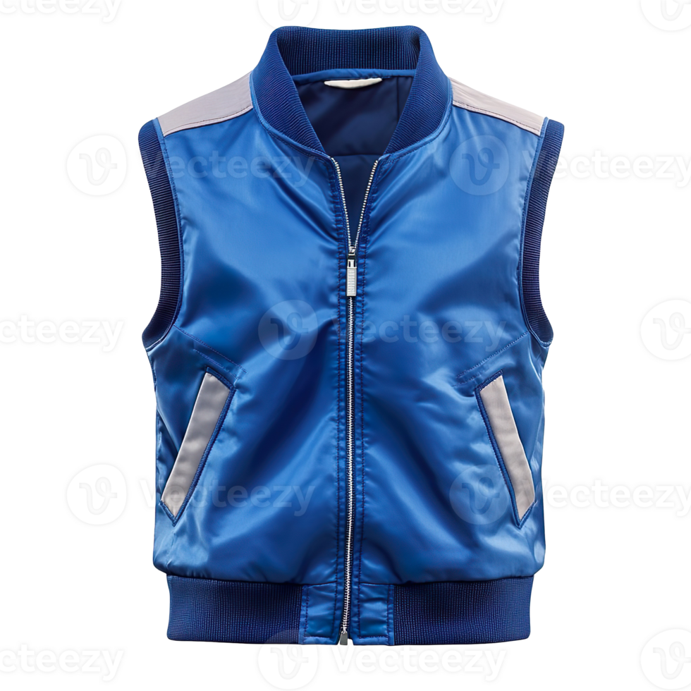 Sleeveless Jacket in Deep Blue Hue isolated on a transparent background png