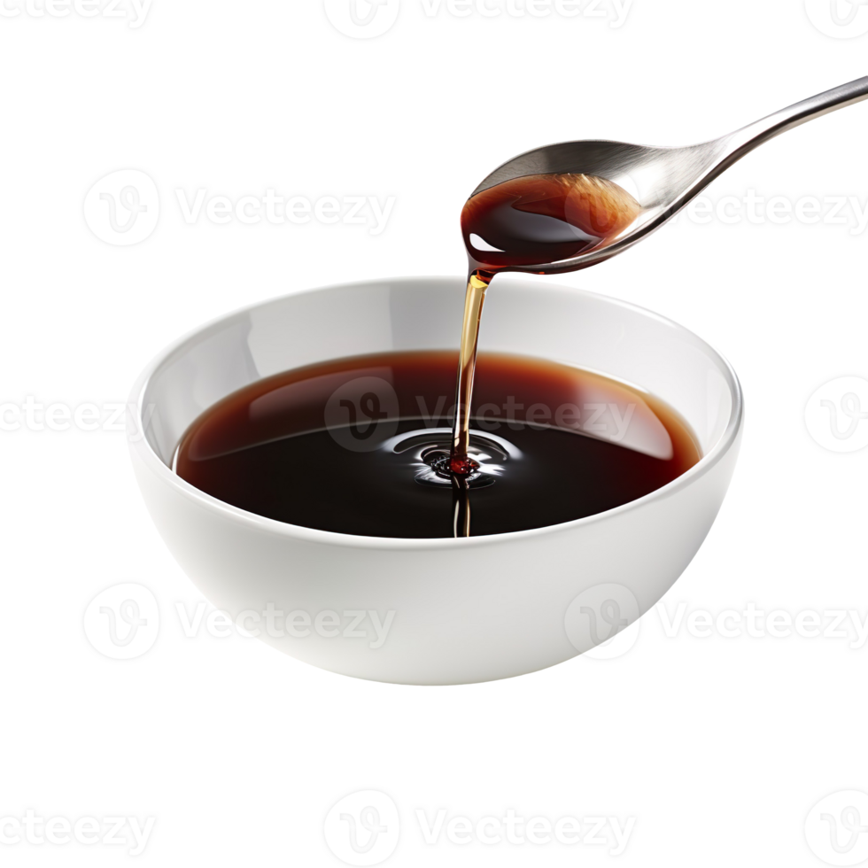 Soy sauce in white bowl isolated on transparent background png
