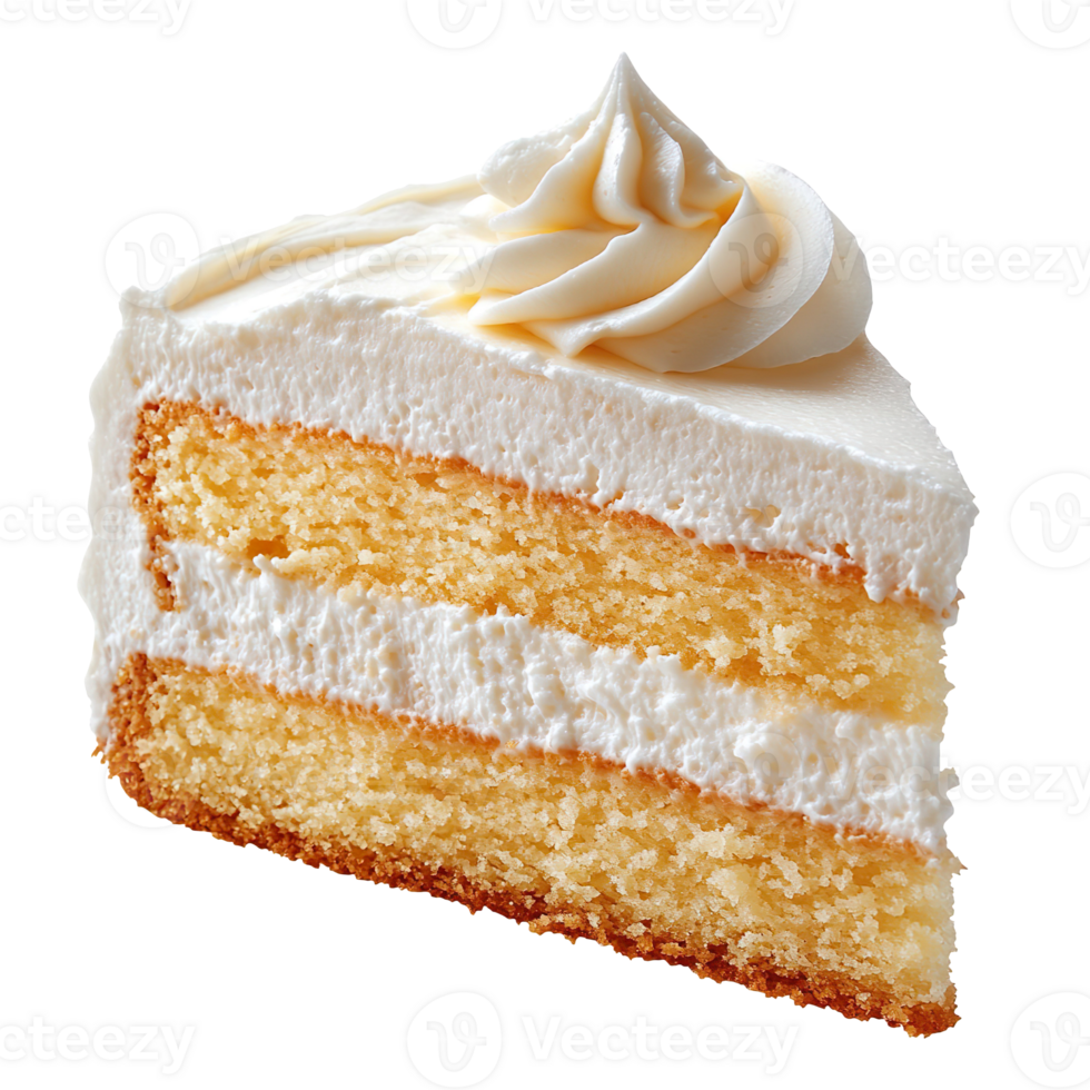 Slice of vanilla cake isolated on transparent background png