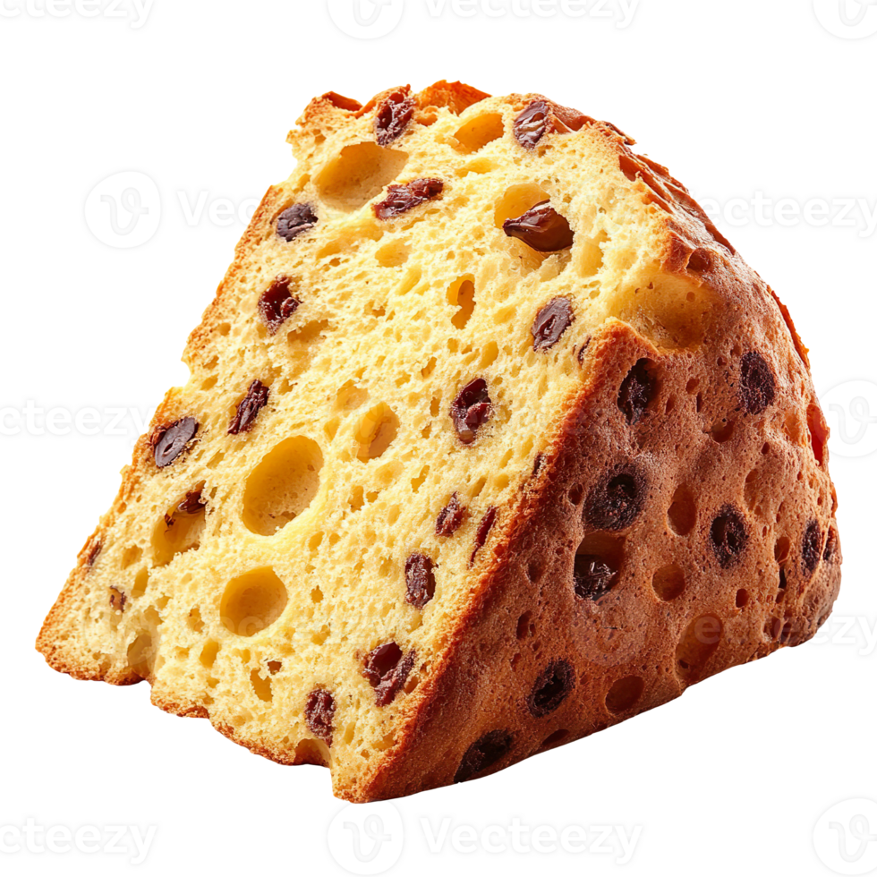 Slice of panettone isolated on transparent background png
