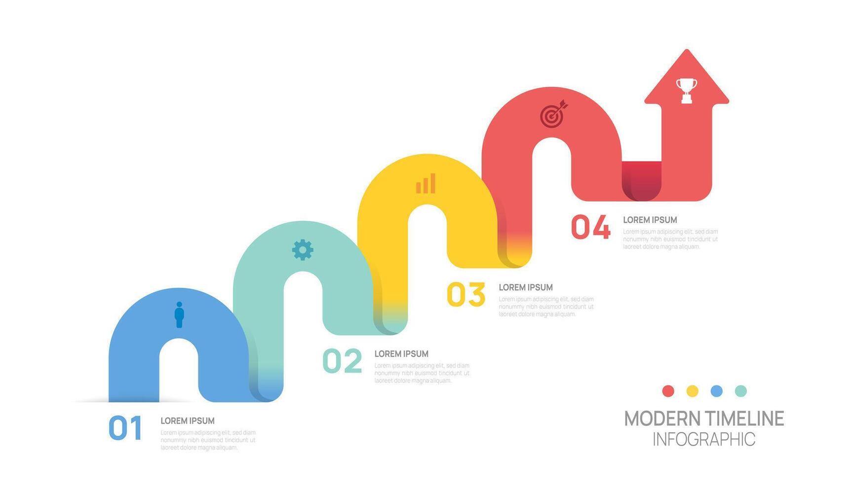 Infographic flow chart arrow business template with icons and 4 options or step design. vector