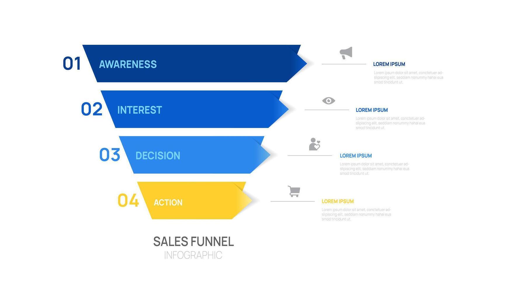 Sales funnel Infographic diagram template for business. Modern Timeline 4 steps, presentation infographics. vector