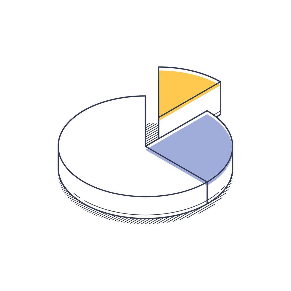 Modern isometric line icon of a pie chart infographic showing data distribution in sections vector