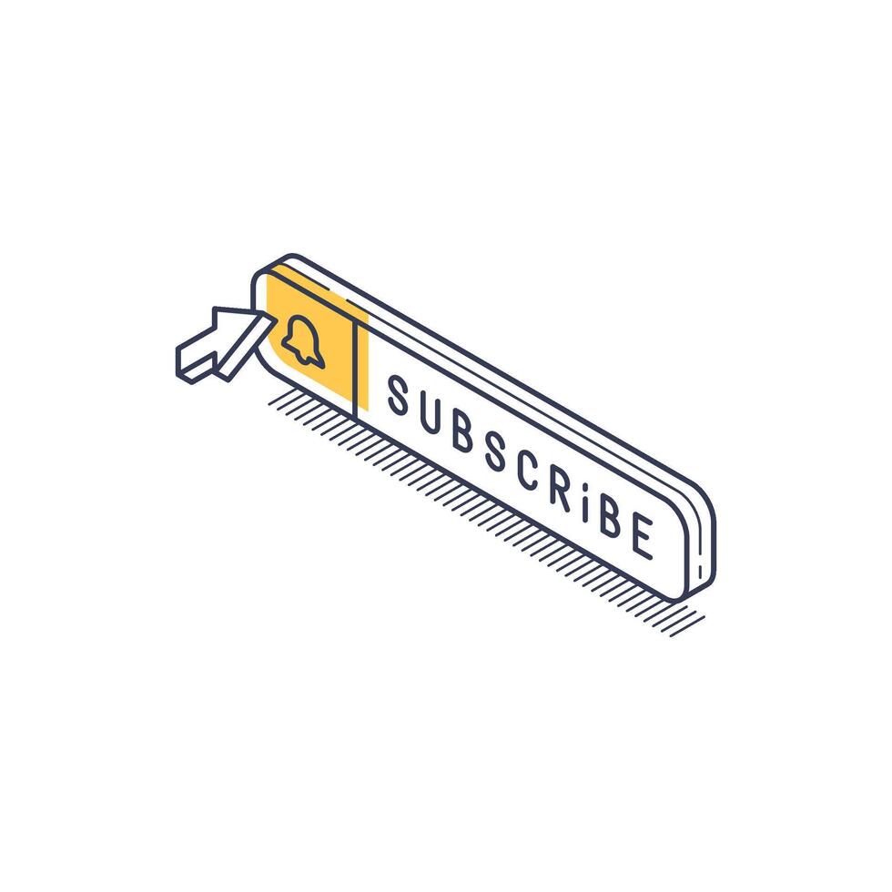 Clean isometric design featuring a subscription button with notification symbol vector