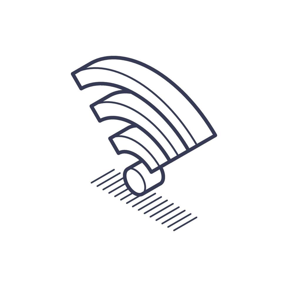 Isometric line icon representing Wi-Fi symbol for modern digital communication vector