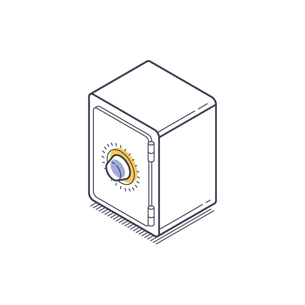 Illustration of a modern isometric bank safe icon representing security and finance vector