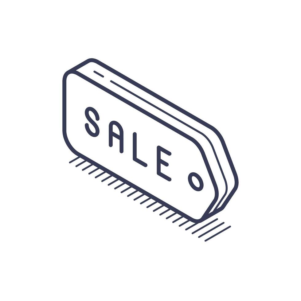 Stylish isometric line icon representing a sale button in a modern design vector