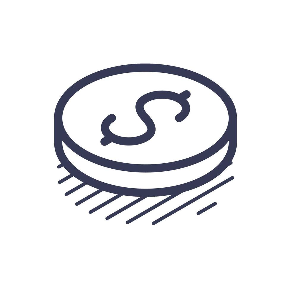 Modern line icon of a dollar coin design for infographics and digital uses vector