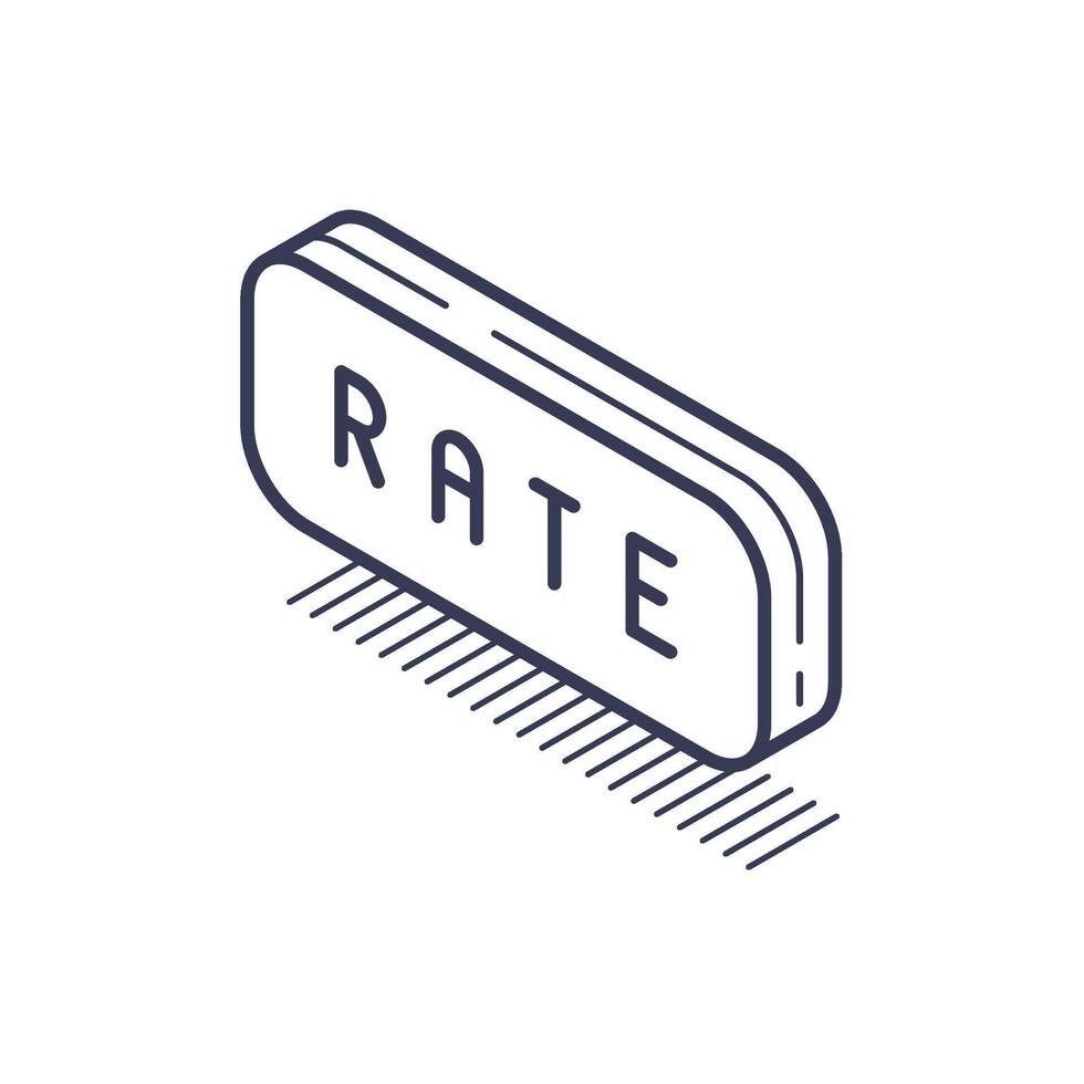 Isometric line icon representing a rating button with clear text for user feedback vector