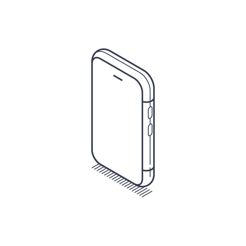 Isometric line icon smartphone with a sleek design and simple outline vector