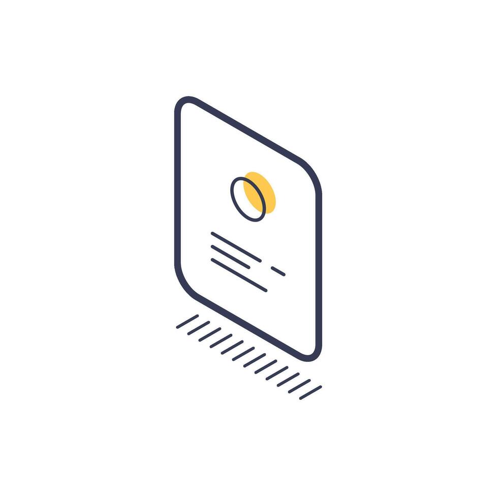 Isometric line icon representing an ID card design in modern style for infographics vector