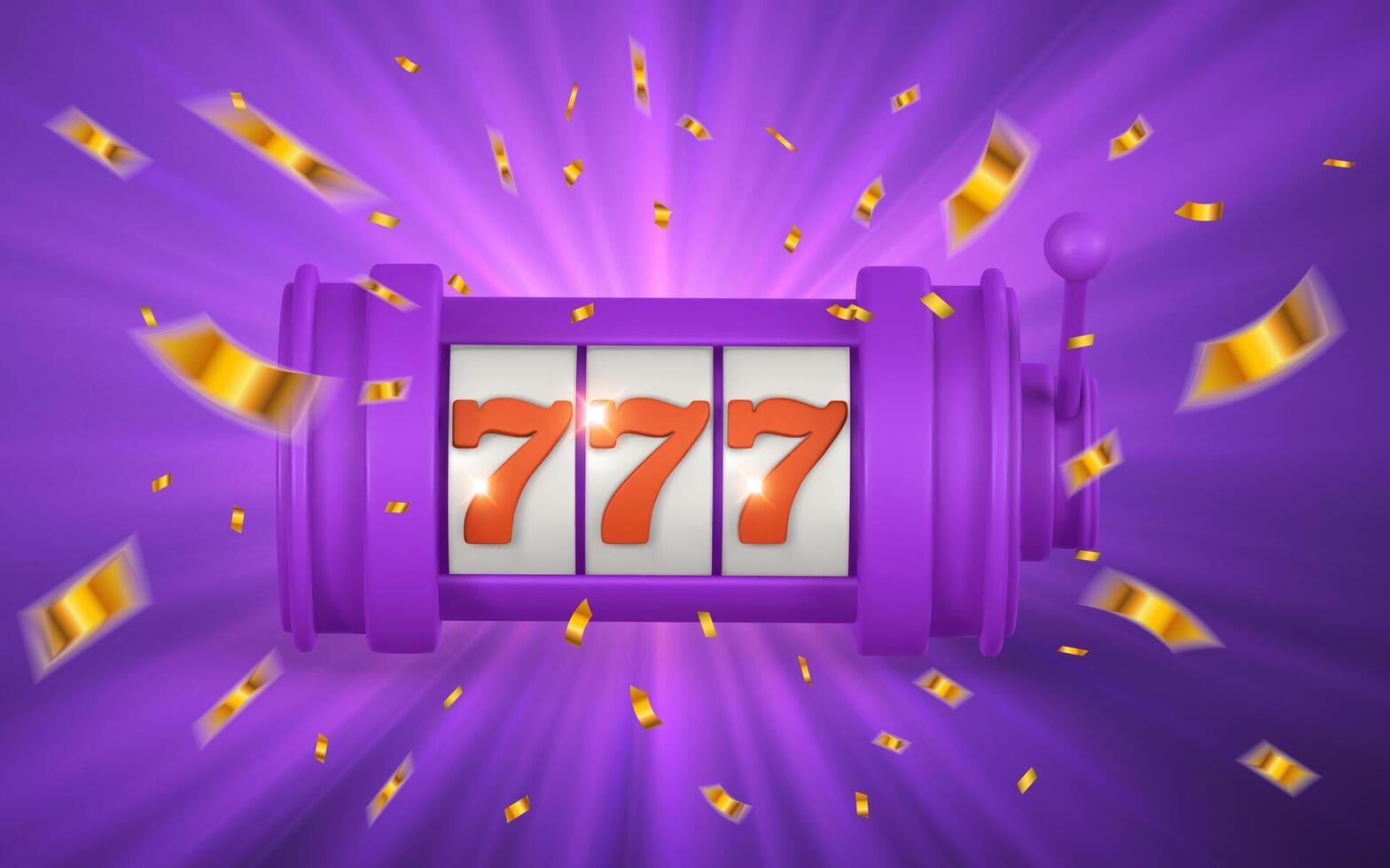 3d casino game Slot machine with confetti. Gambling concept. illustration vector
