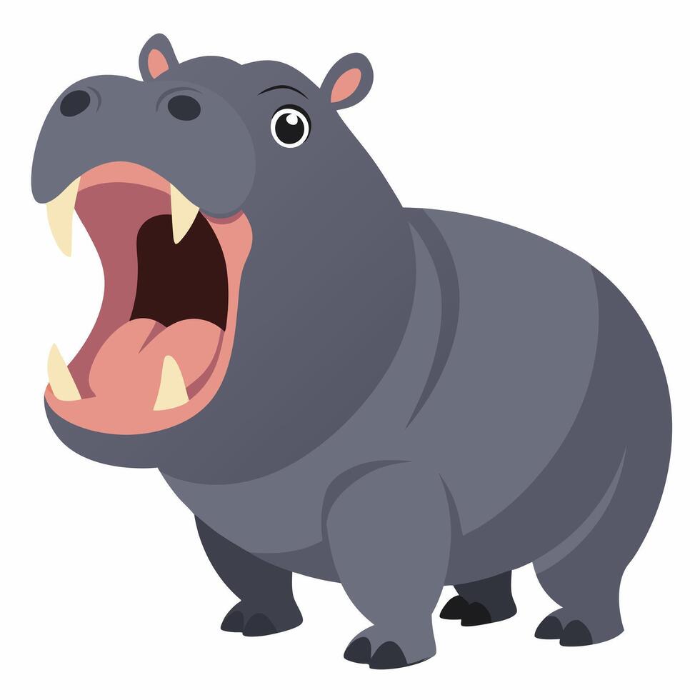 Cartoon hippopotamus angry. Illustration animal on a white backgraund. vector