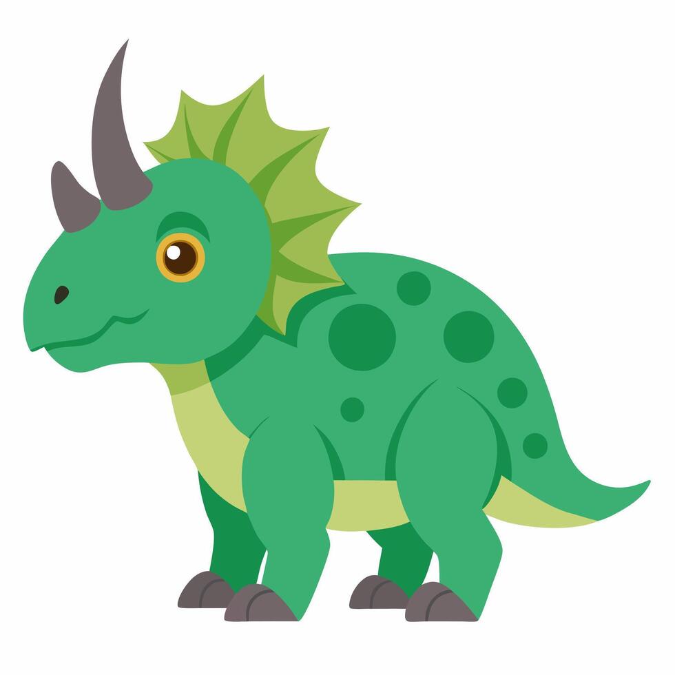 Cartoon triceratops dinosaur. Style for kids. Colorful illustration on white background. vector