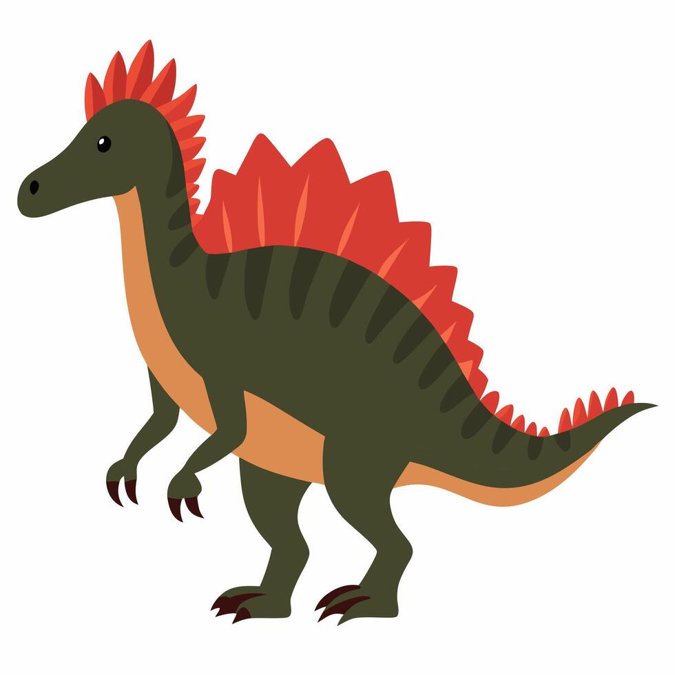Cartoon Spinosaurus dinosaur. Style for kids. Colorful illustration on white background. vector
