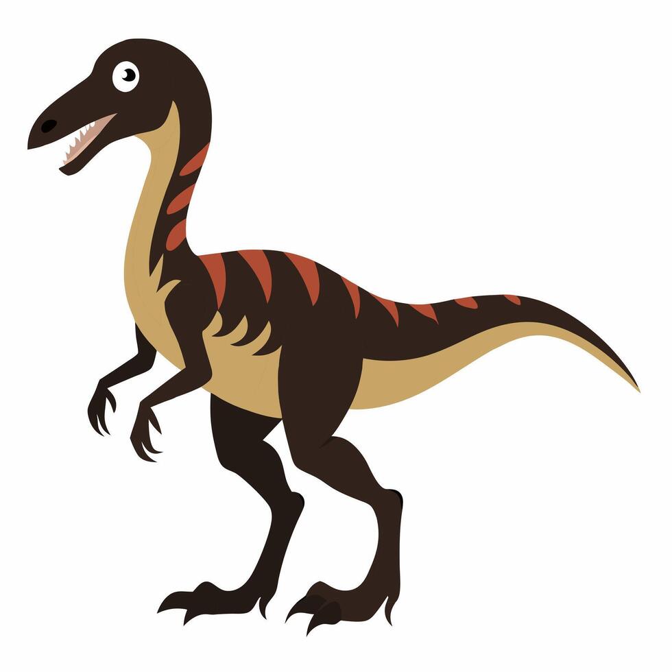 Cartoon Deinonychus dinosaur. Style for kids. Colorful lustration on white background. vector