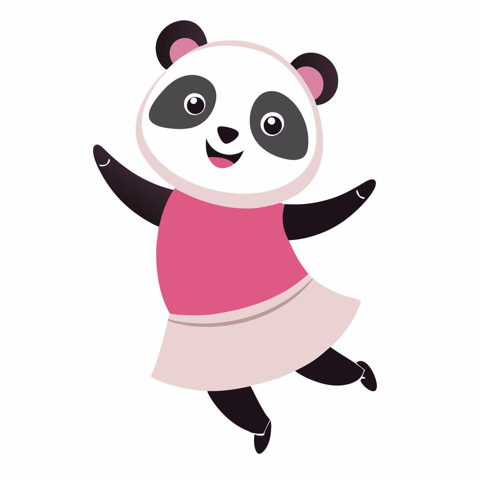 Cartoon happy panda dancing. Suitable for children's books, stickers, mascots, logos. illustration on a white backgraund vector