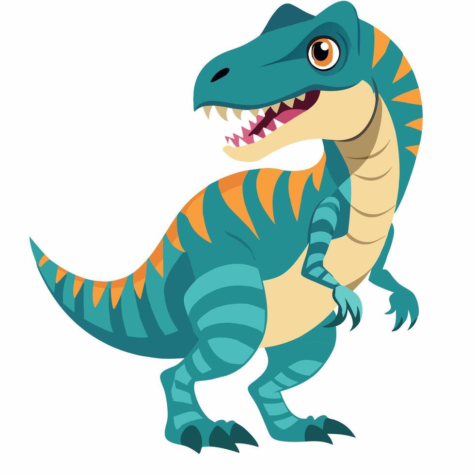 Cartoon tyrannosaurus Rex dinosaur. Prehistoric dino character. Colorful illustration on white background. vector