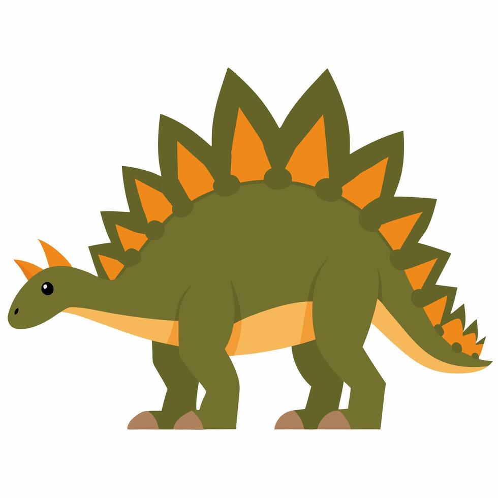 Cartoon Stegosaurus dinosaur. Style for kids. Colorful illustration on white background. vector