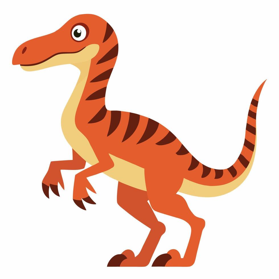 Cartoon Velociraptor dinosaur. Style for kids. Colorful illustration on white background vector