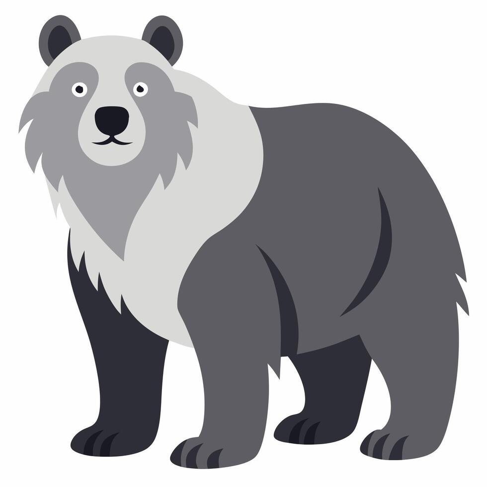 Cartoon grey grizzly bear. Illustration on a white backgraund vector