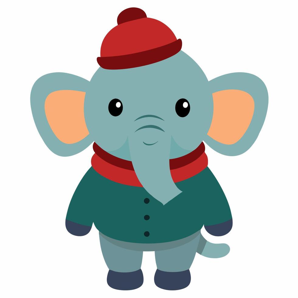Cartoon elephant with fashionable clothes. Colorful illustration on a white backgraund. vector