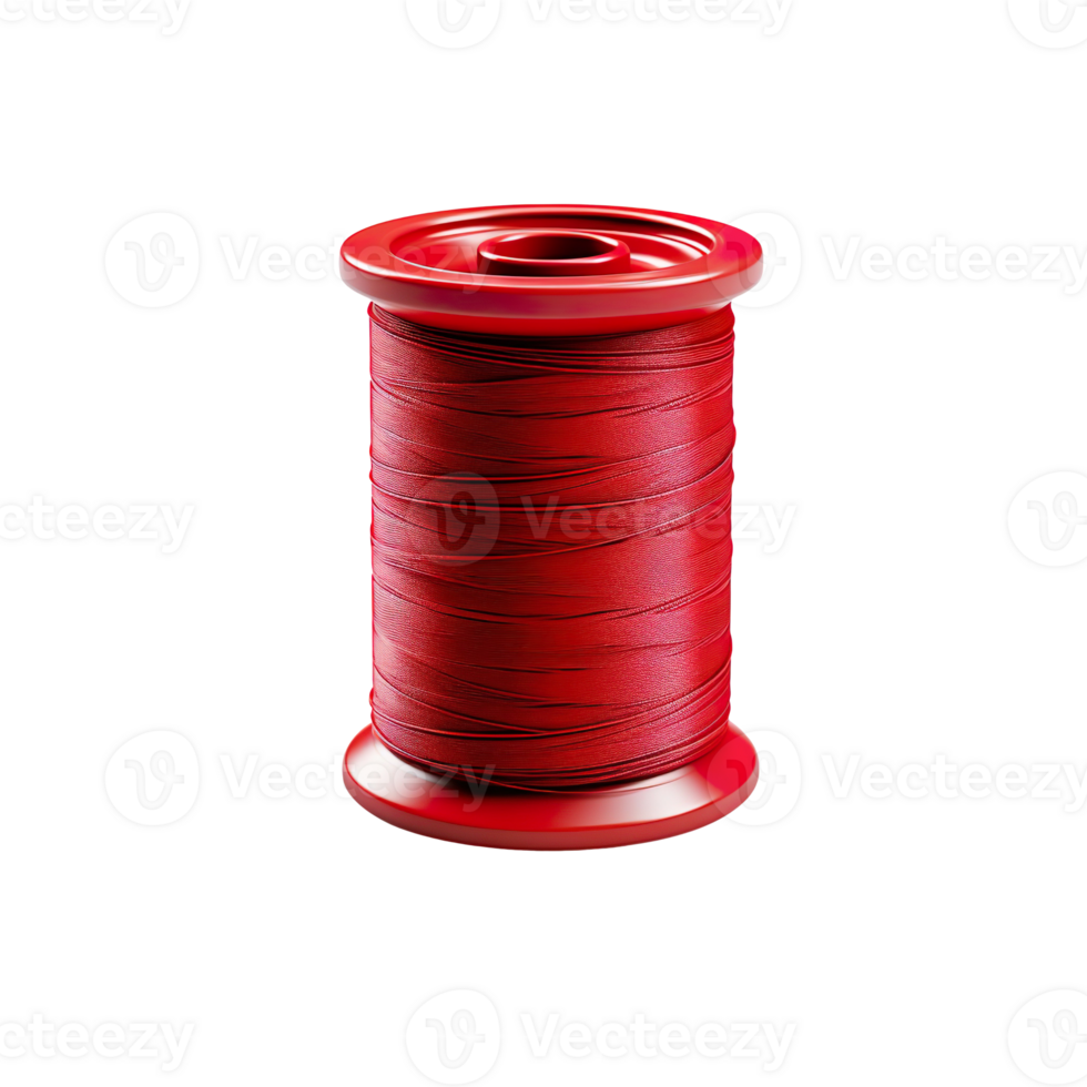 Spool of red thread isolated on transparent background png