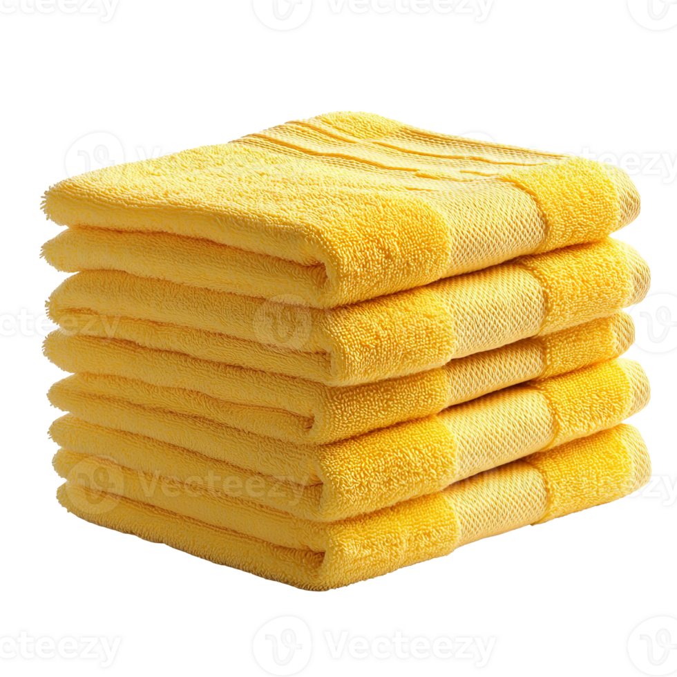 Stack of yellow towels isolated on transparent background png