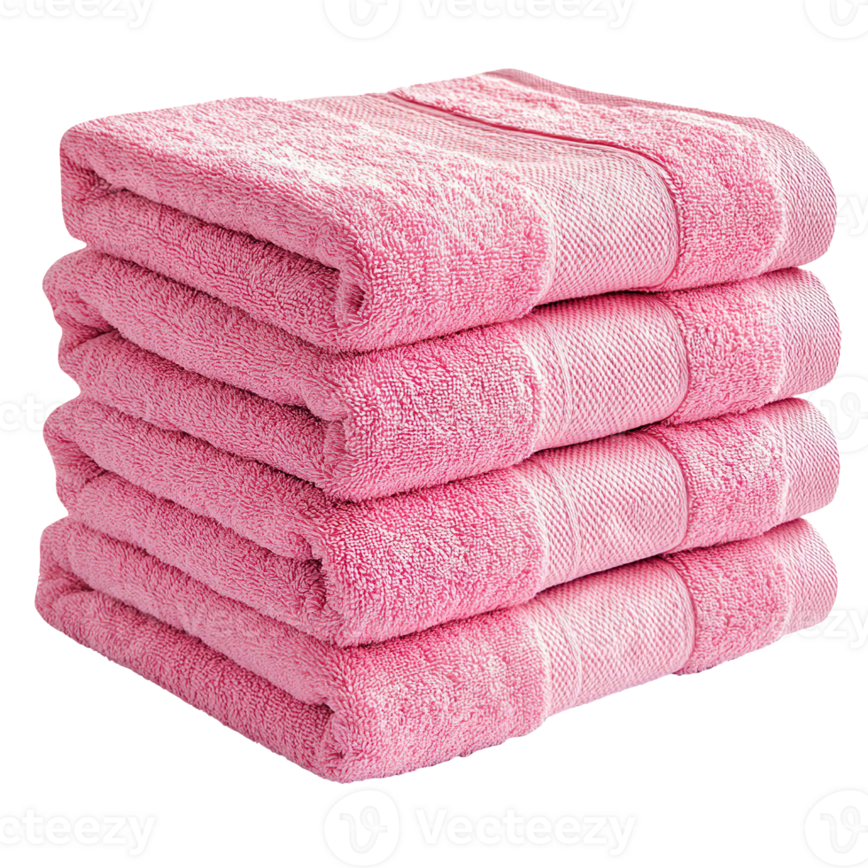 Stack of pink towels isolated on transparent background png