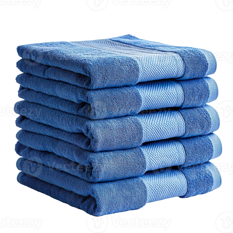 Stack of blue towels isolated on transparent background png