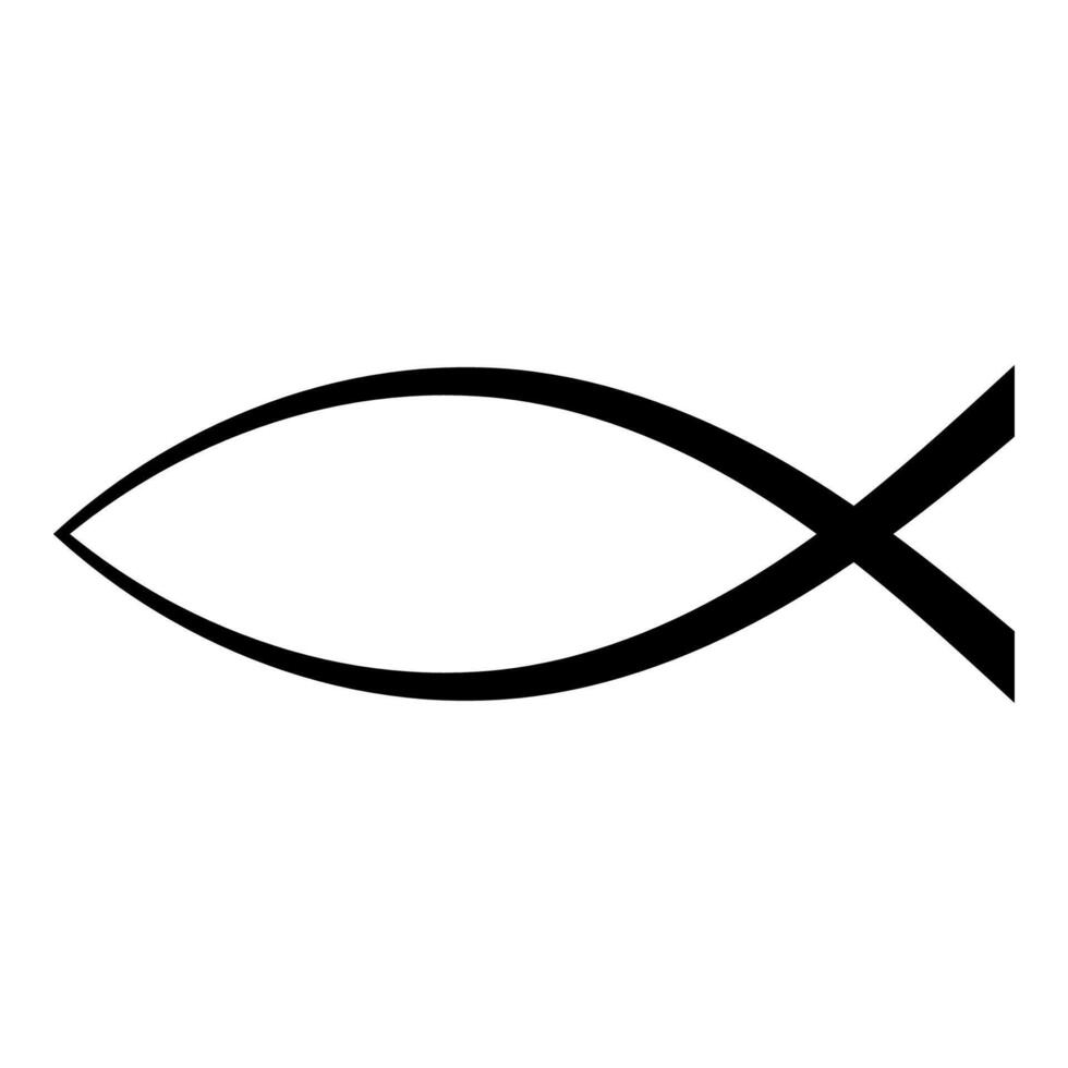 Simple black Ichthys symbol representing Christian faith and spirituality vector