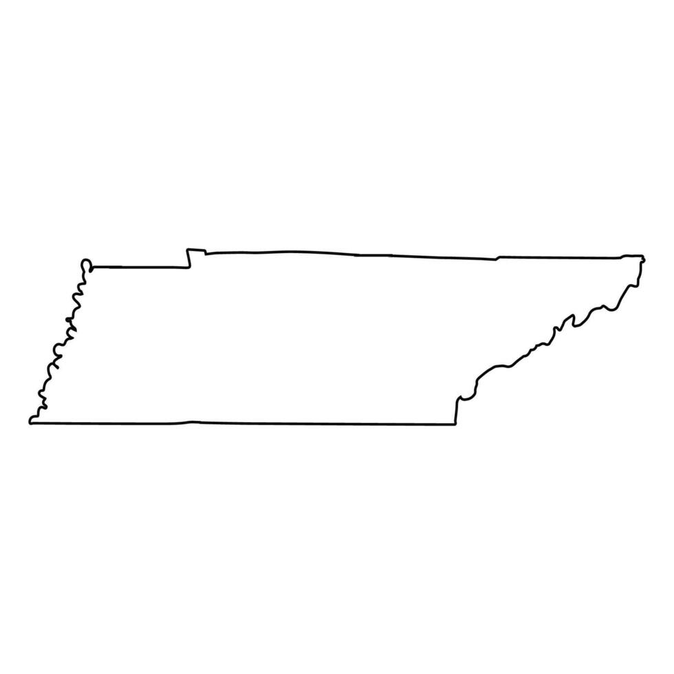 Outline Map of Tennessee State, Silhouette Tennessee border vector